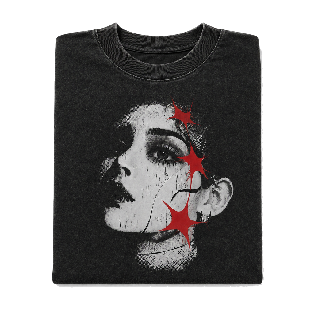 DISTRICT 99 Red Star Portrait T-shirt - folded front detail