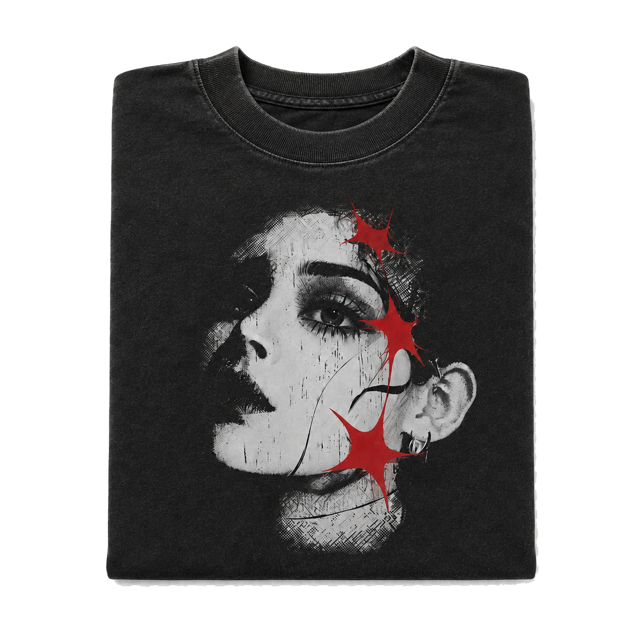DISTRICT 99 Red Star Portrait T-shirt - folded front detail