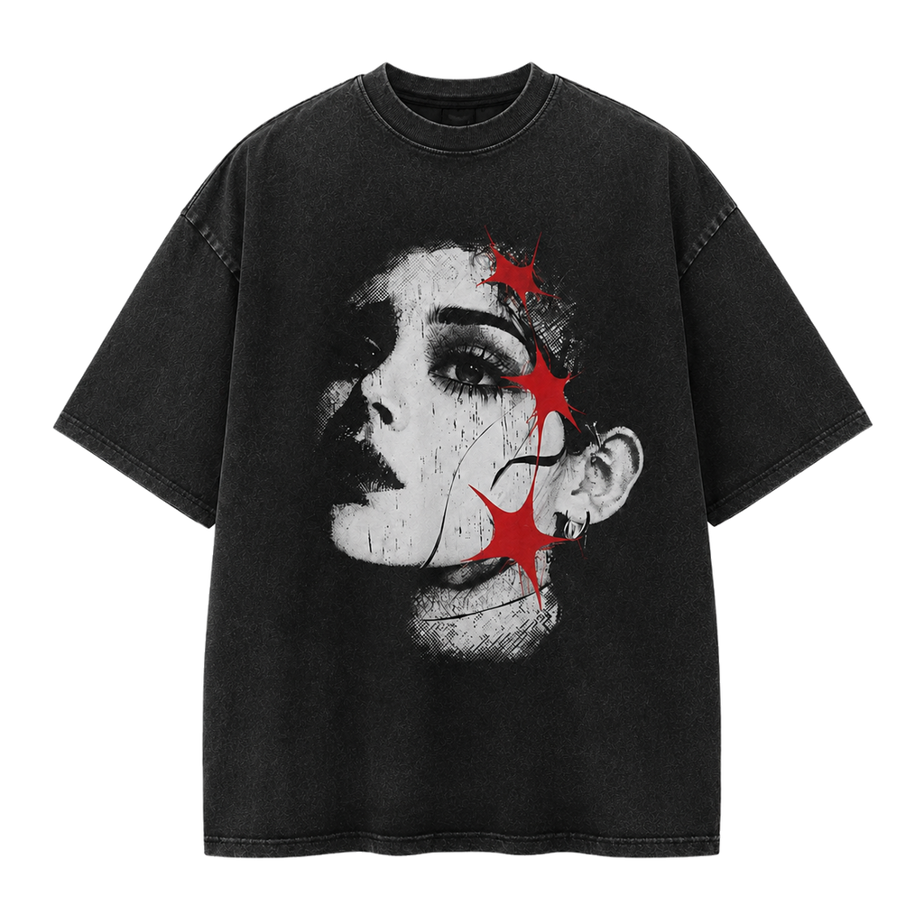 DISTRICT 99 Red Star Portrait oversized T-shirt - front view