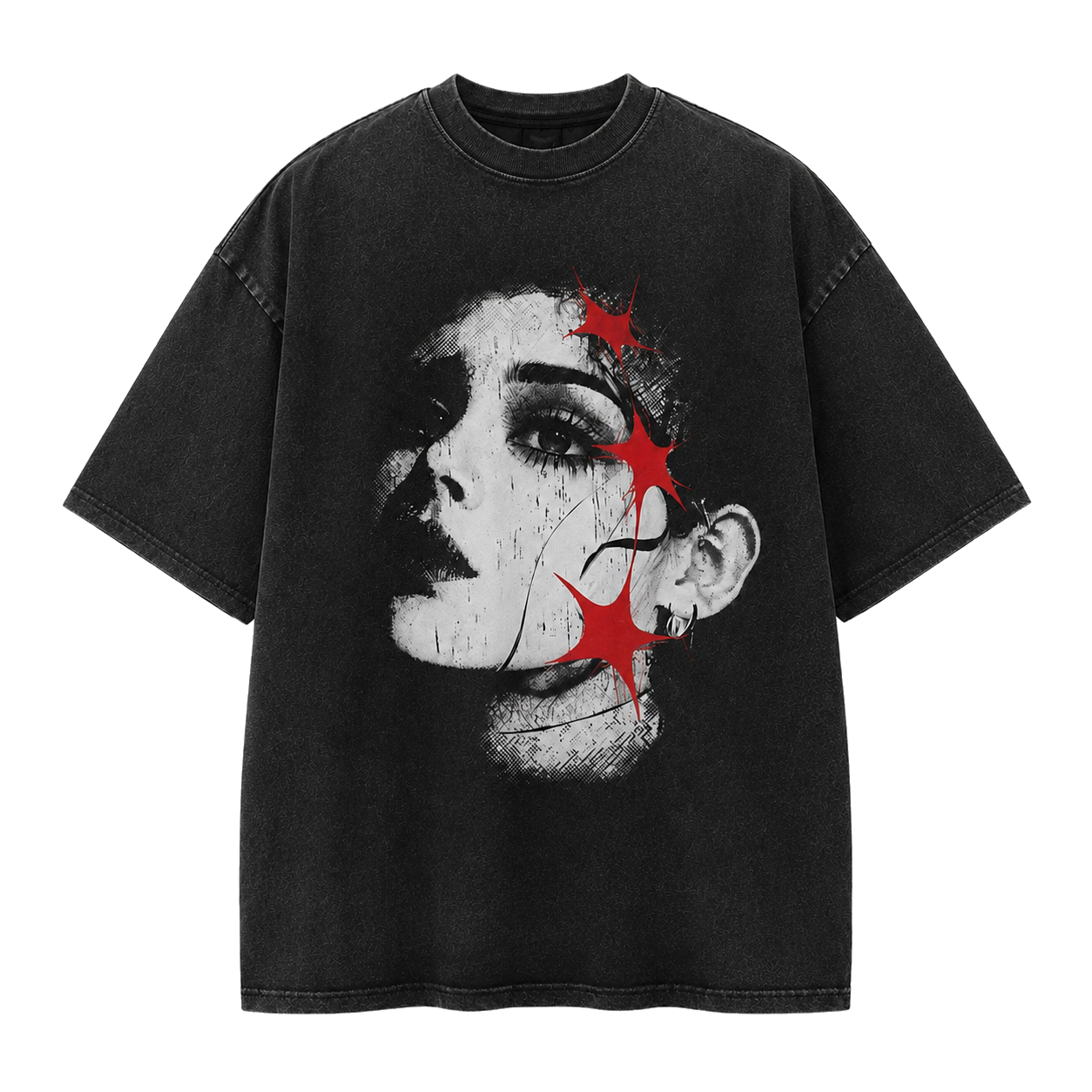 DISTRICT 99 Red Star Portrait oversized T-shirt - front view