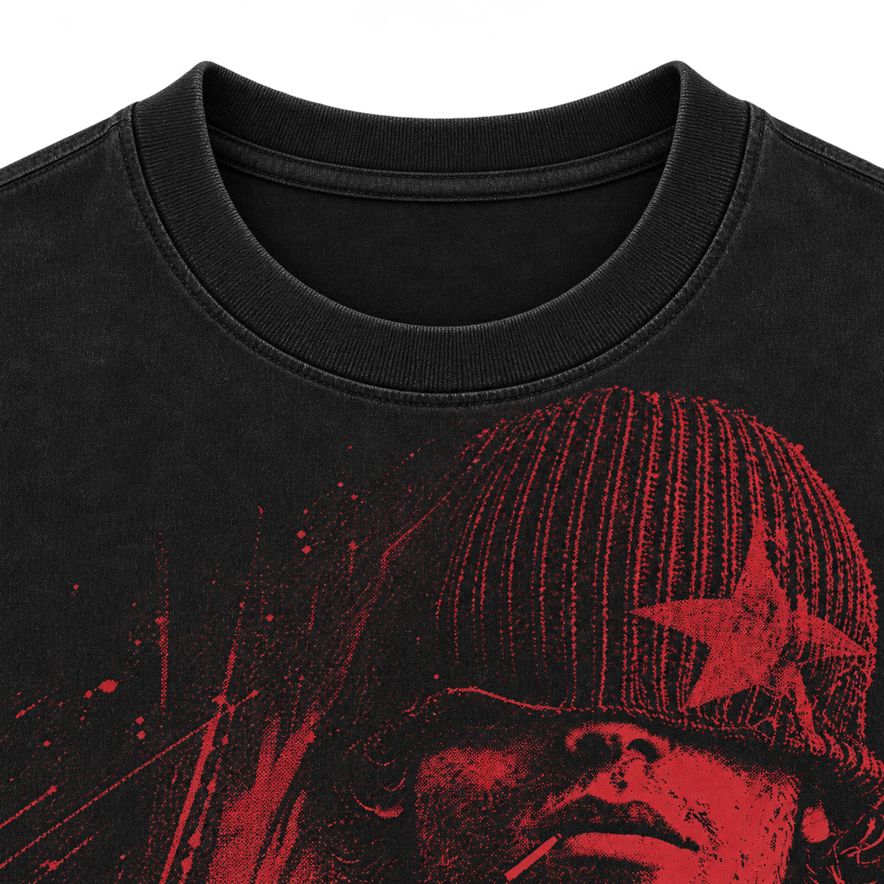 DISTRICT 99 Red Frequency T-shirt - premium ribbed collar detail
