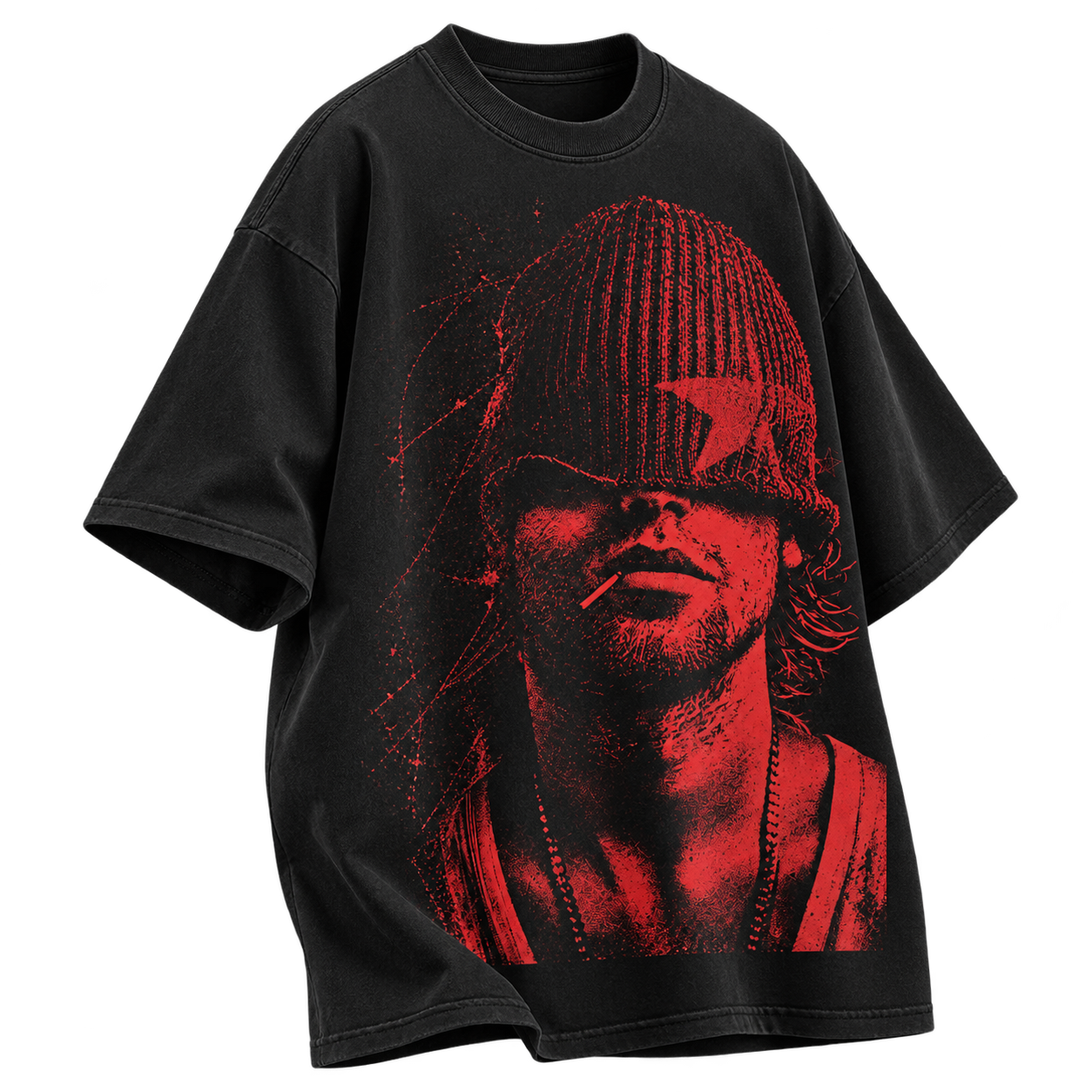 DISTRICT 99 Red Frequency oversized T-shirt - editorial drape
