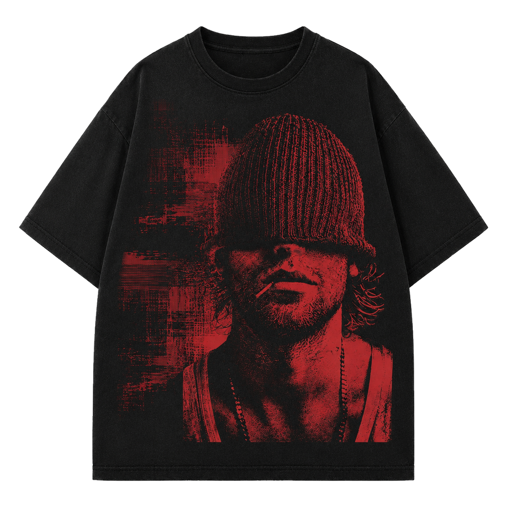 DISTRICT 99 Red Frequency oversized T-shirt - flat lay