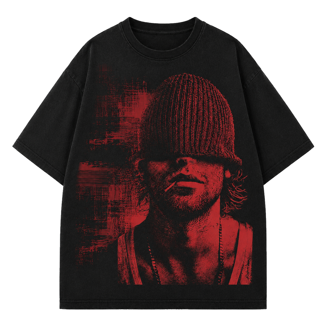 DISTRICT 99 Red Frequency oversized T-shirt - flat lay