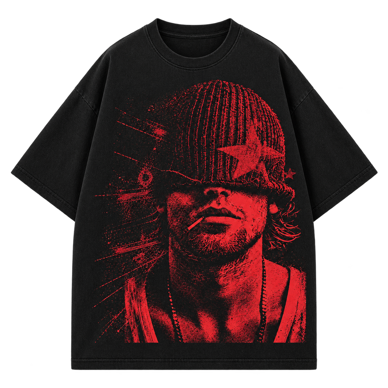 DISTRICT 99 Red Frequency oversized T-shirt - front view