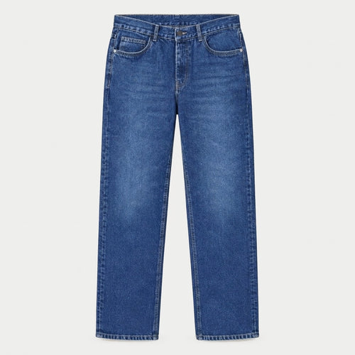 DISTRICT 99 Core Blue Straight Jeans, front product view showing the straight-leg silhouette and core blue wash.